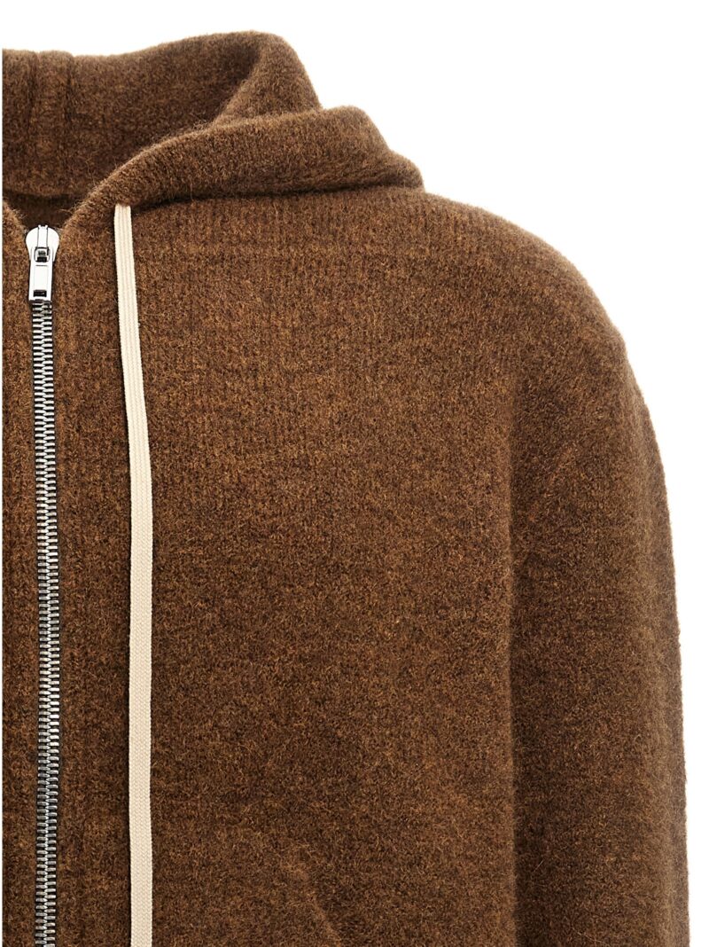 'Zipped Hoodie Long' hooded cardigan Man RICK OWENS Brown