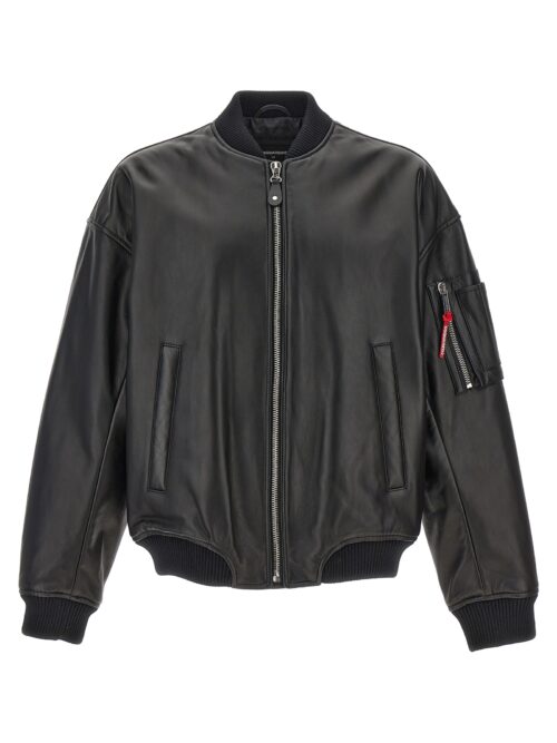 Leather bomber jacket DSQUARED2 Black