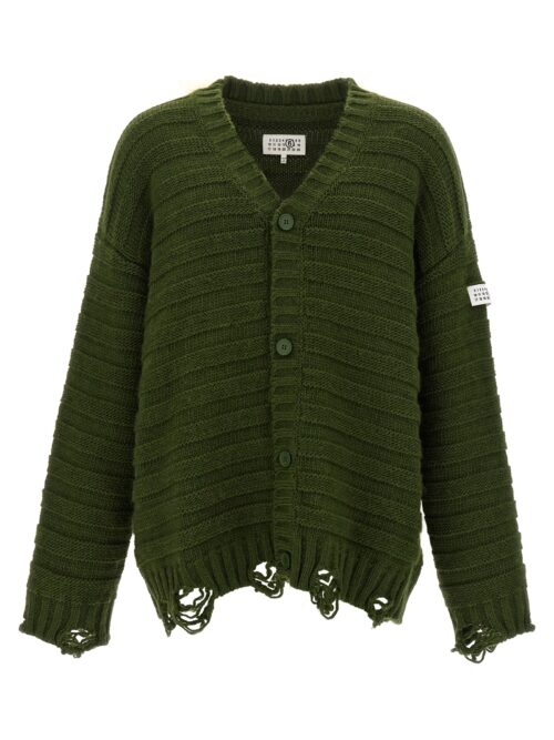 Destroyed ribbed cardigan MM6 MAISON MARGIELA Green