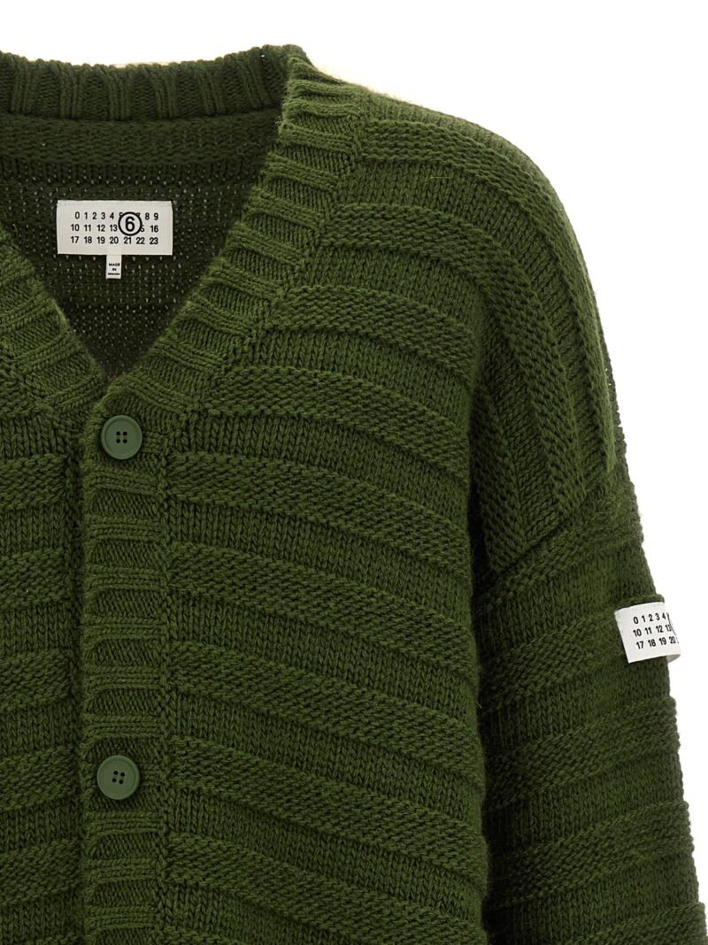 Destroyed ribbed cardigan Man MM6 MAISON MARGIELA Green