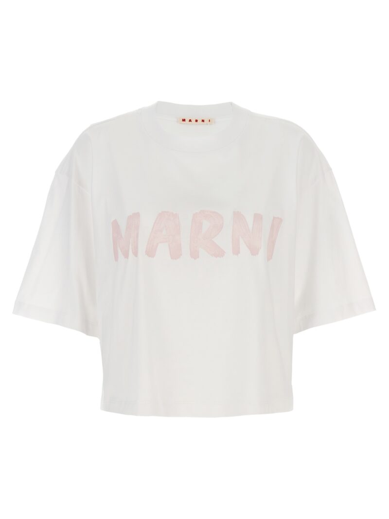 Logo print cropped T-shirt MARNI White