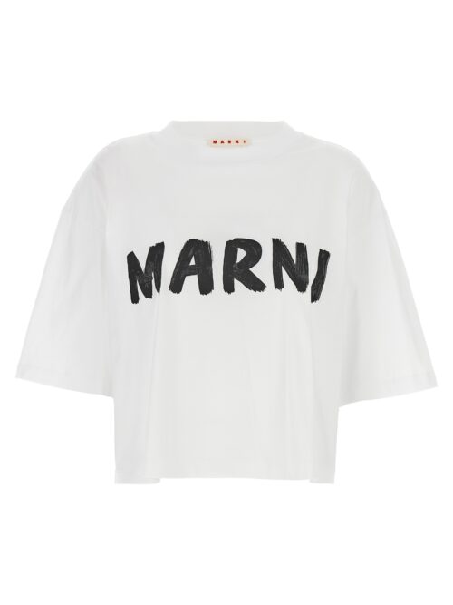 Logo print cropped T-shirt MARNI White