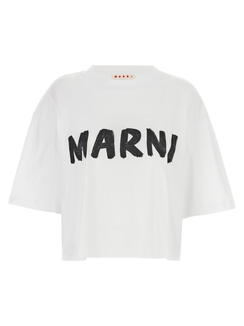 Logo print cropped T-shirt MARNI White