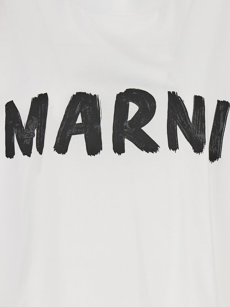 Logo print cropped T-shirt 100% cotton MARNI White