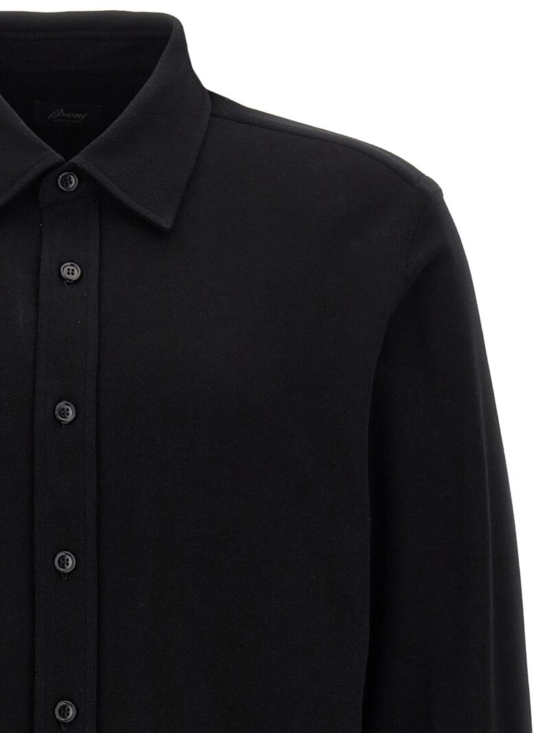 Piquet cotton shirt Man BRIONI Black