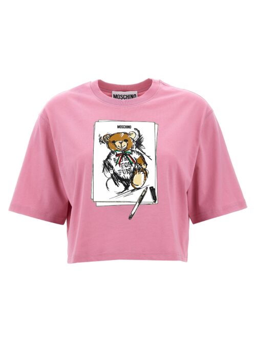 Printed cropped T-shirt MOSCHINO Pink