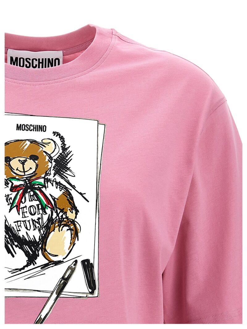 Printed cropped T-shirt Woman MOSCHINO Pink