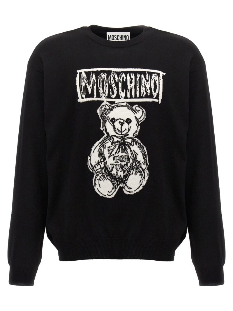 Logo intarsia sweater MOSCHINO White/Black