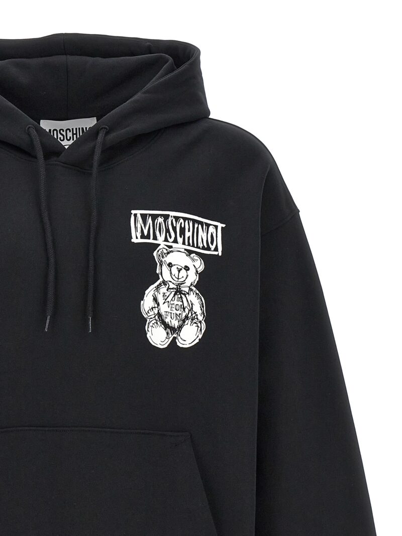 Logo print hoodie Man MOSCHINO White/Black