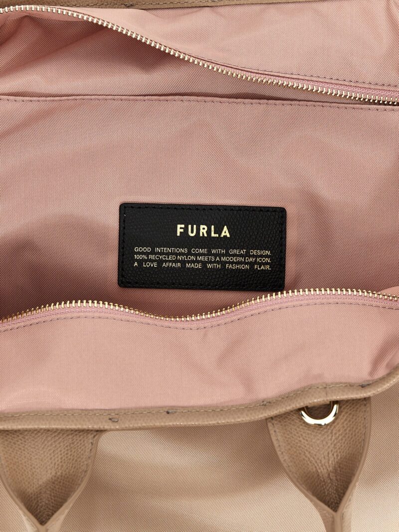 'Piuma L' shopping bag 70% polyamide 30% leather FURLA Beige