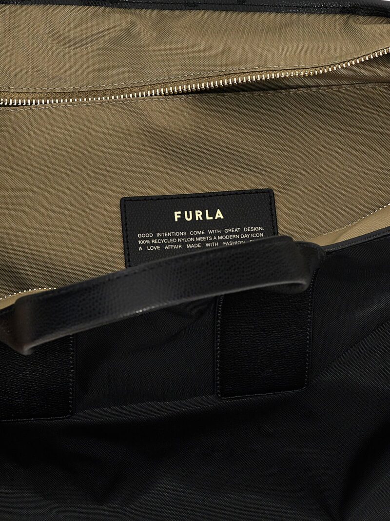 'Piuma L' shopping bag 70% polyamide 30% leather FURLA Black