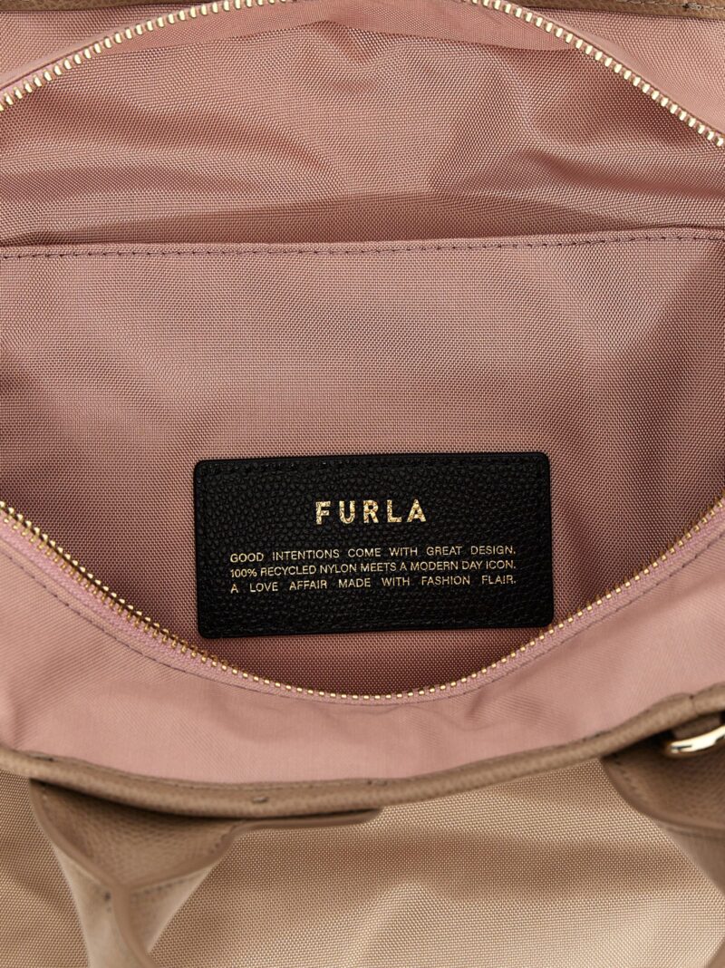 'Piuma M' shopping bag 60% polyamide 40% calf leather FURLA Beige