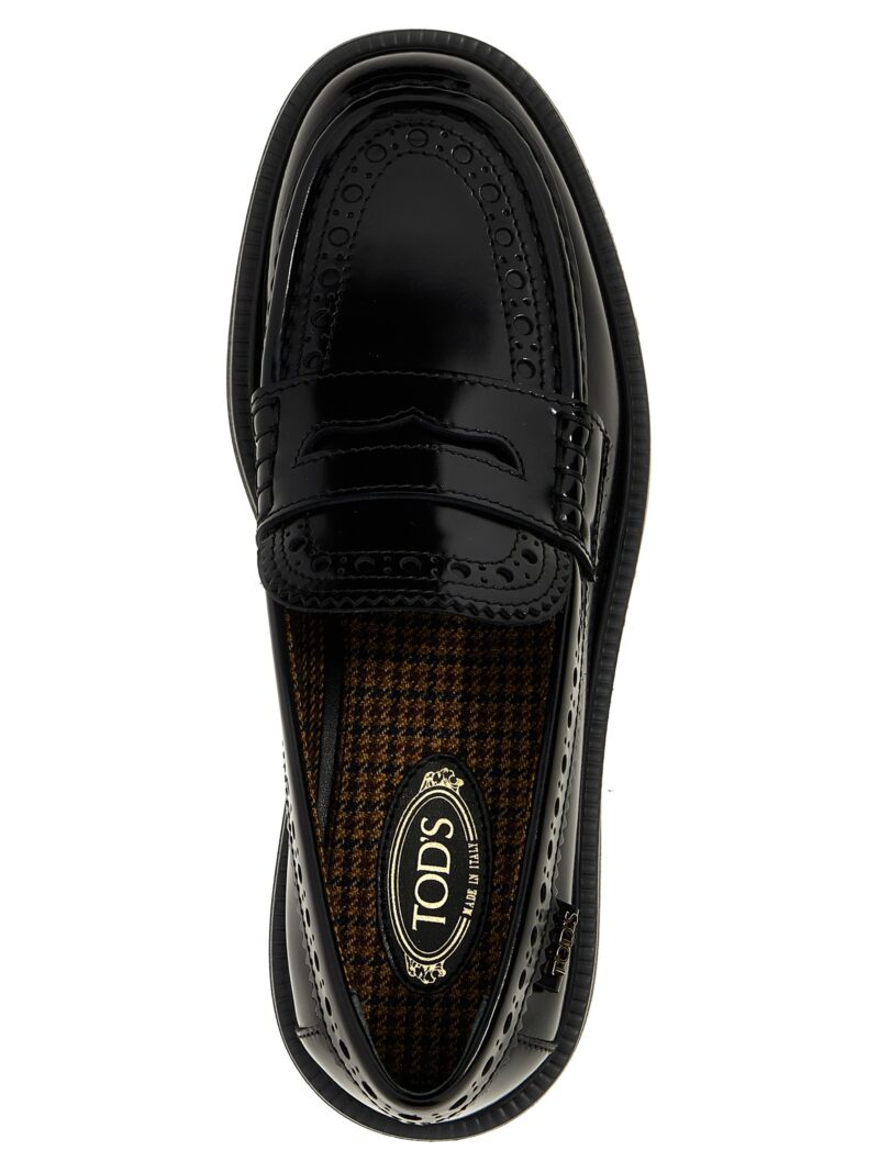 Loafers with openwork pattern 100% calfskin leather (Bos Taurus) TOD'S Black