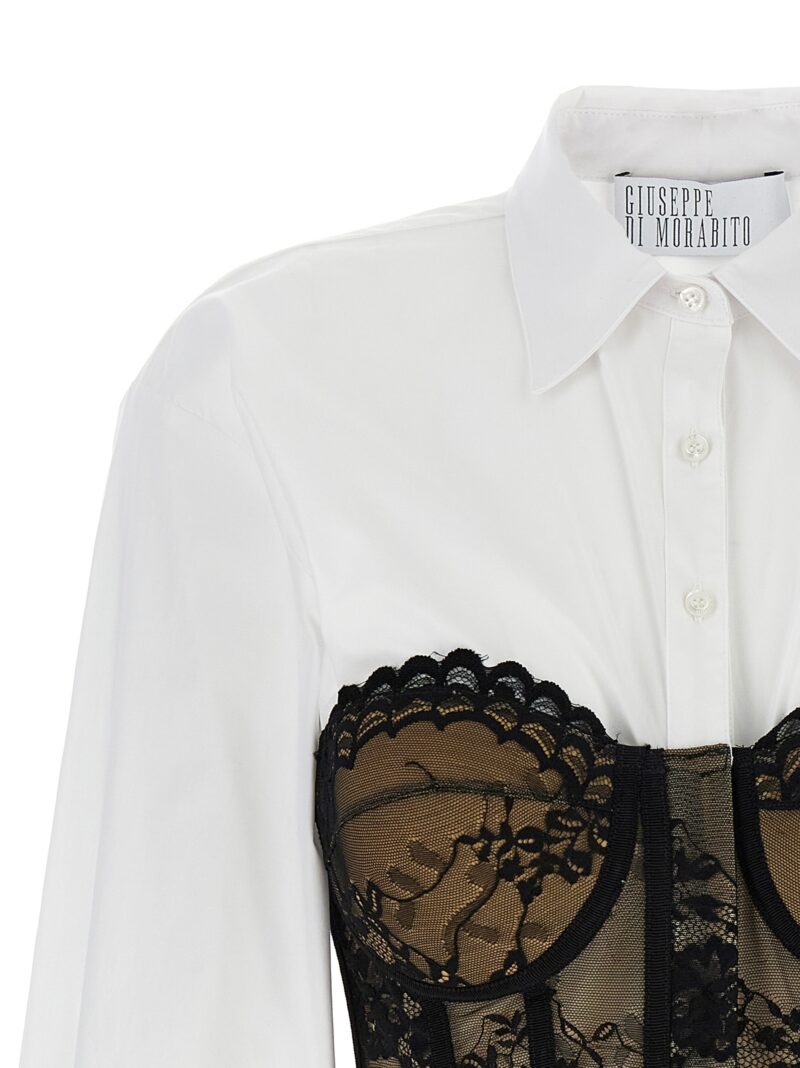 Lace bodice insert shirt Woman GIUSEPPE DI MORABITO White/Black