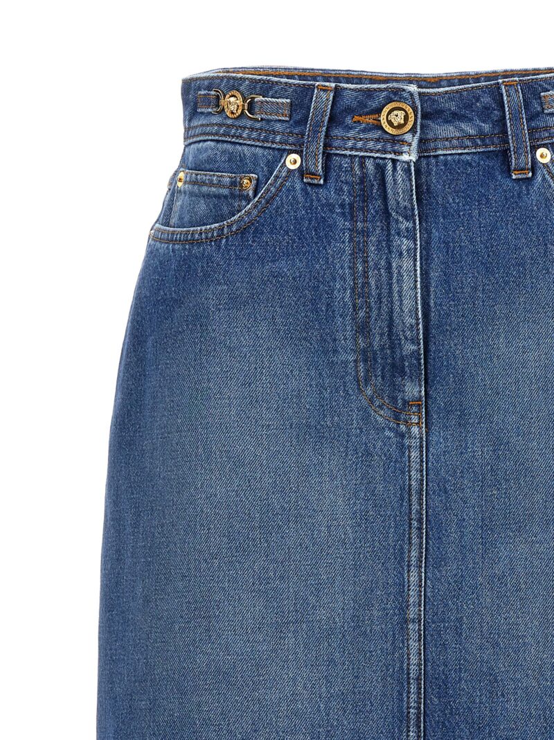 'Medusa '95' denim skirt Woman VERSACE Blue