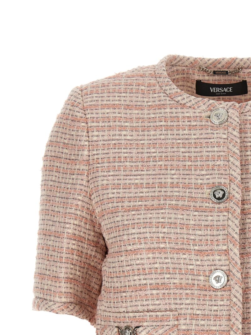 'Medusa '95' short tweed jacket Woman VERSACE Pink