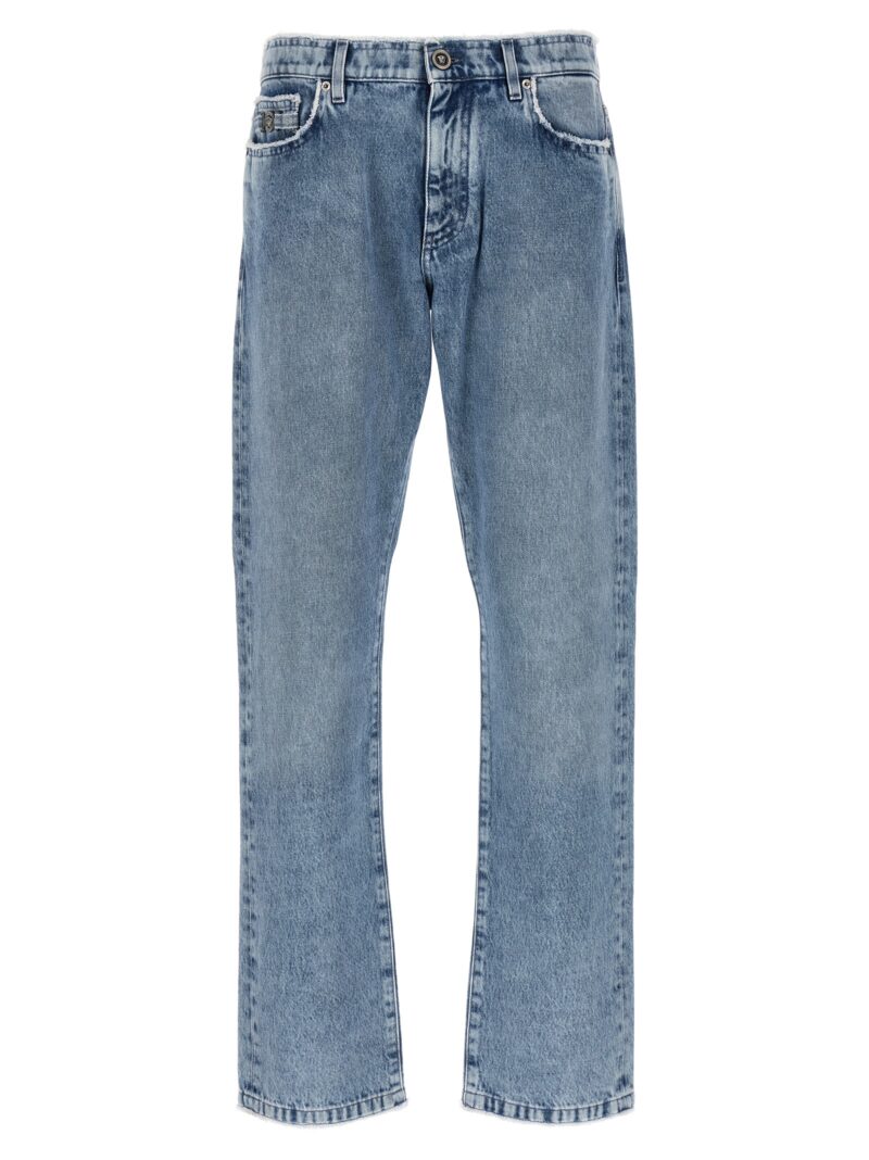 Fringed jeans VERSACE Light Blue