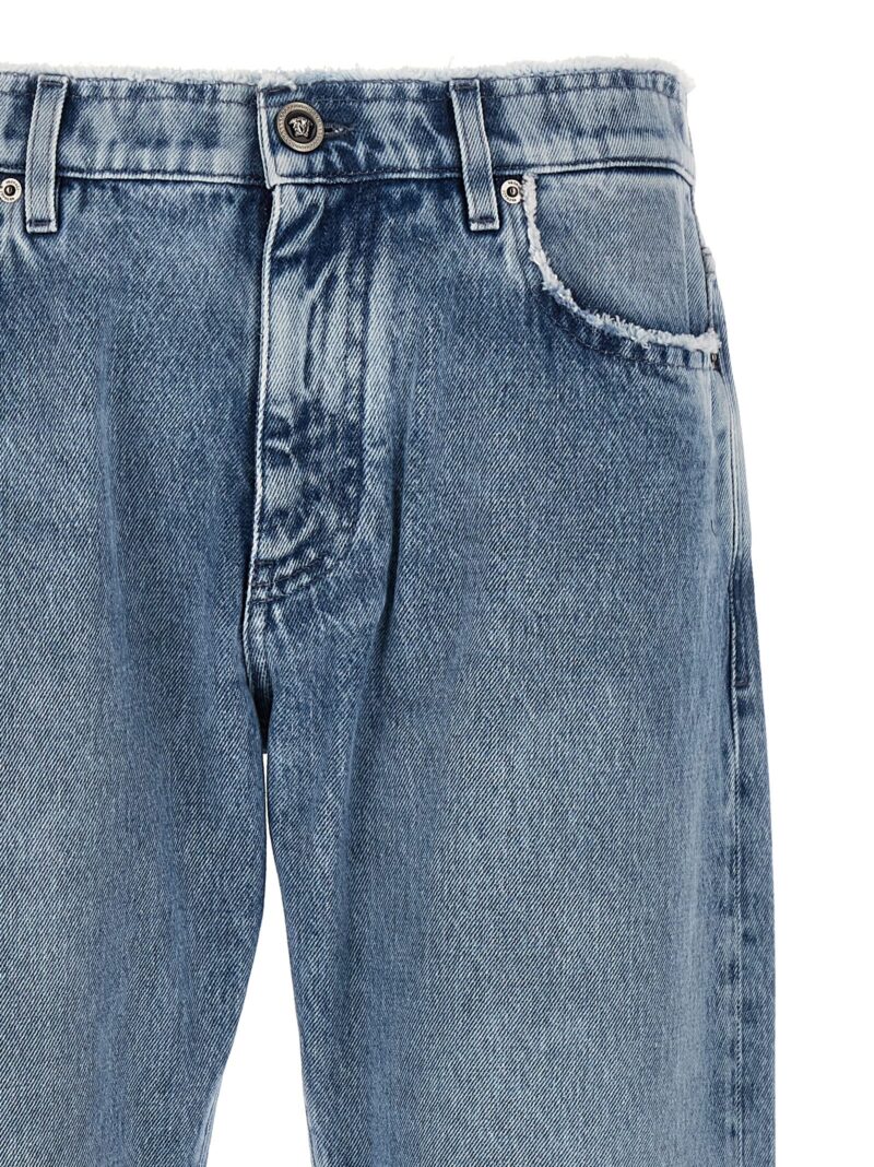 Fringed jeans Man VERSACE Light Blue