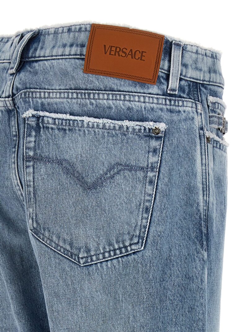 Fringed jeans 100% cotton VERSACE Light Blue