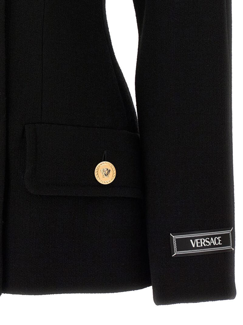 Crepe double-breasted jacket 97% wv 2% pa 1% ea VERSACE Black