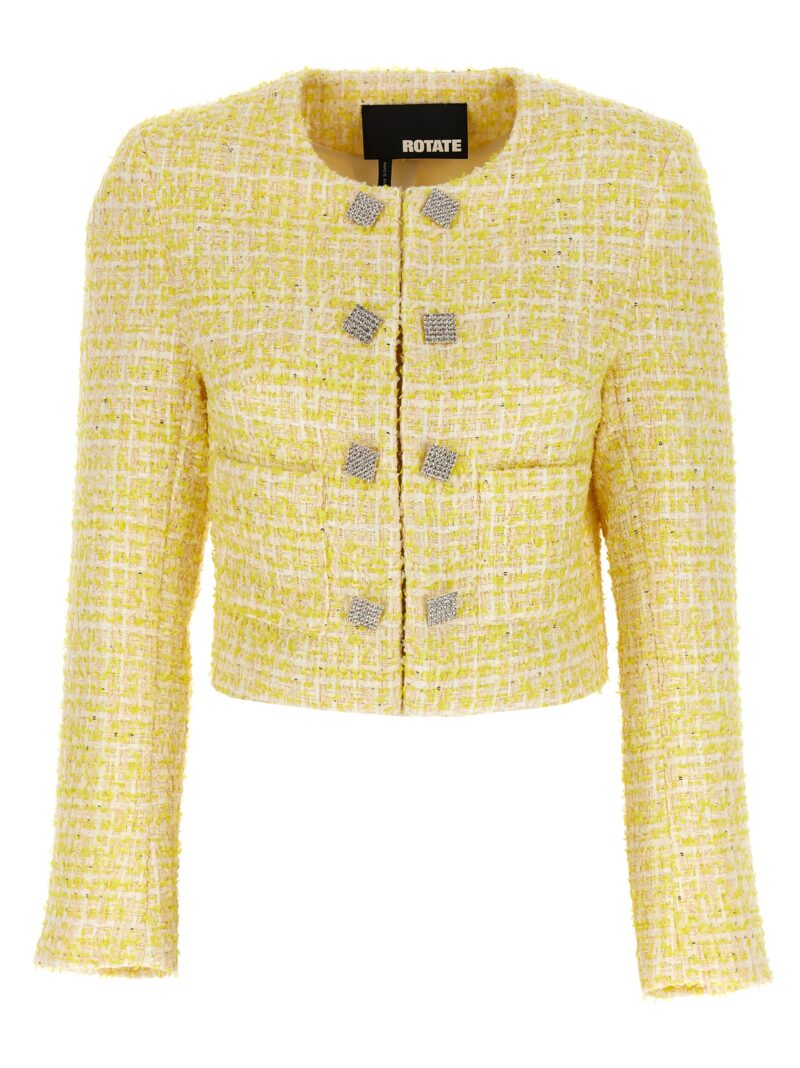 Cropped bouclé jacket ROTATE BIRGER CHRISTENSEN Yellow