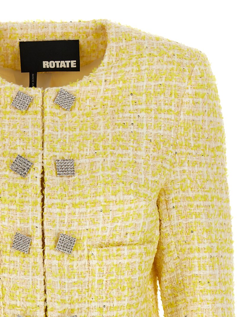 Cropped bouclé jacket Woman ROTATE BIRGER CHRISTENSEN Yellow