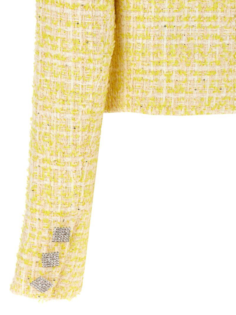 Cropped bouclé jacket 100% polyester ROTATE BIRGER CHRISTENSEN Yellow