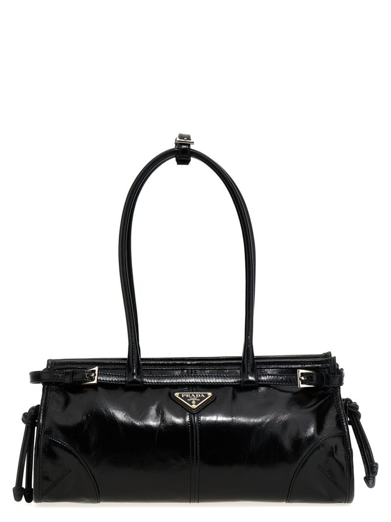 Medium leather handbag PRADA Black