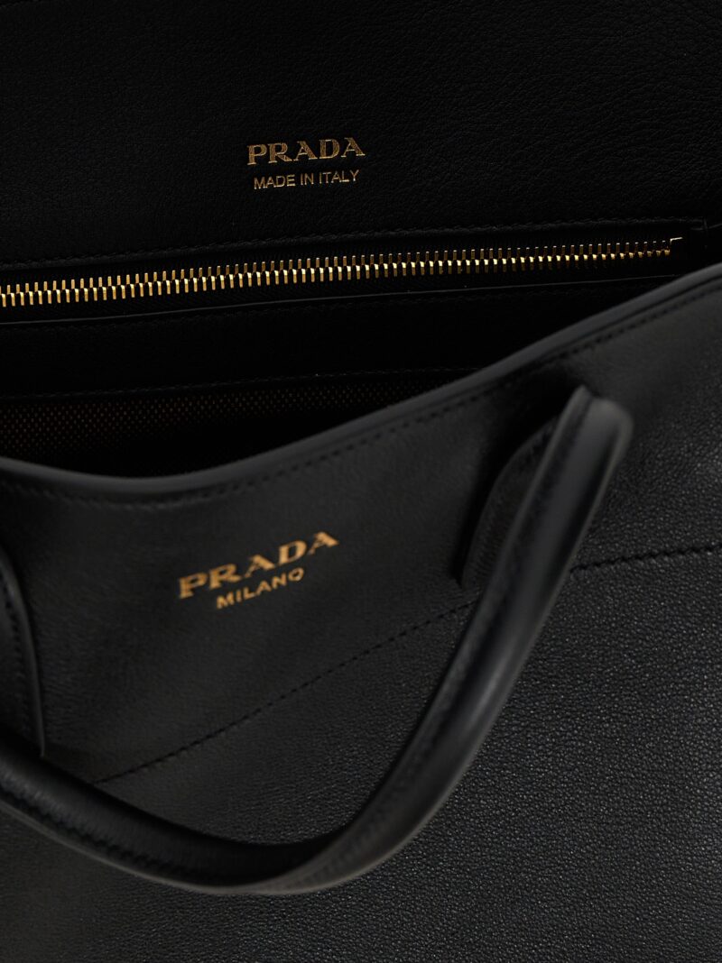 Medium leather shopping bag 100% cow leather (Bos Taurus) PRADA Black