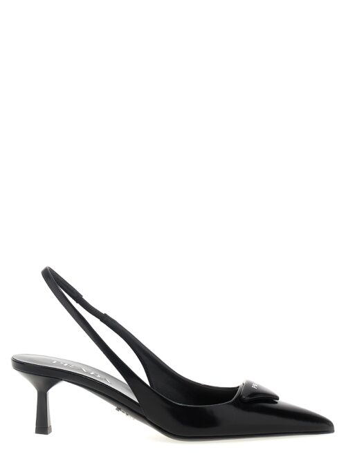 Triangle logo slingback PRADA Black