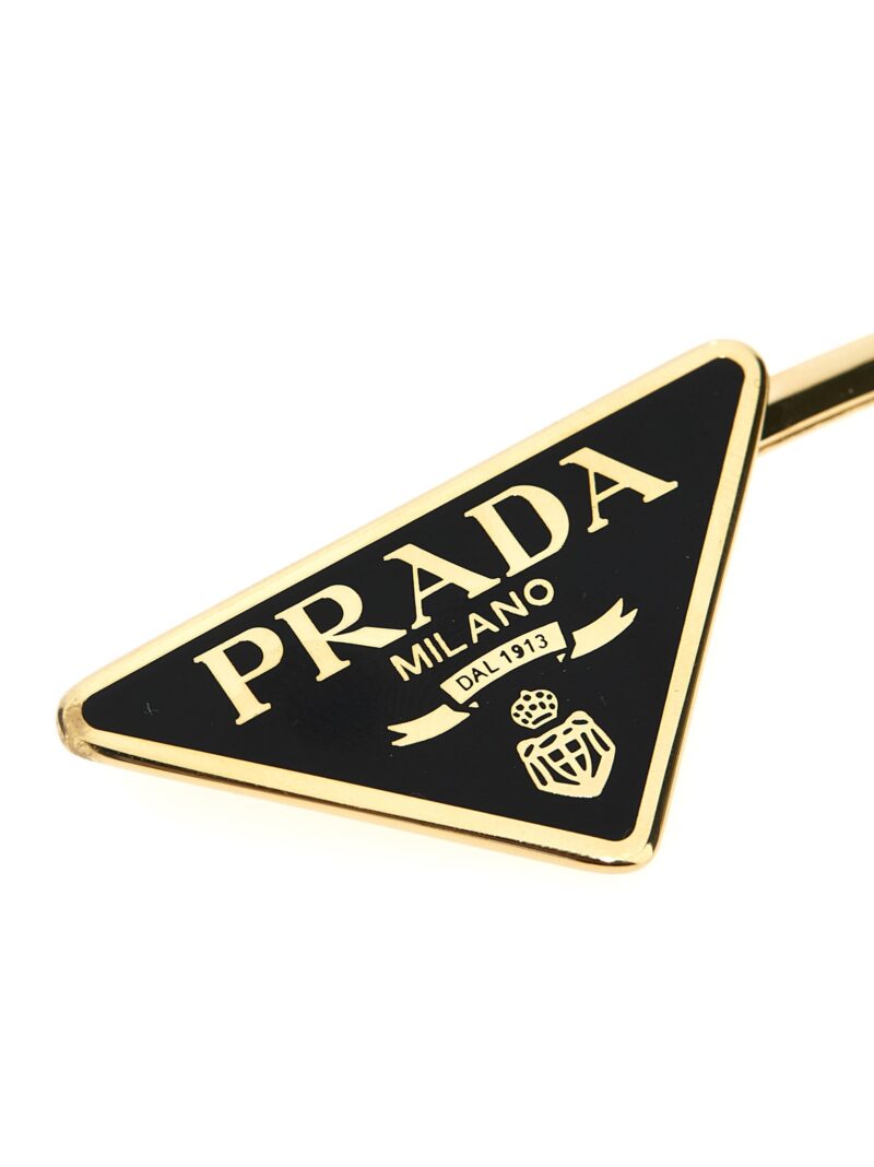 Set of 2 logo hair clips Woman PRADA Black