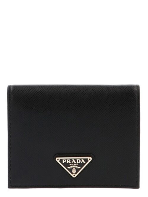 Logo leather wallet PRADA Black