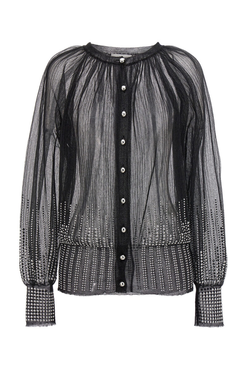 Cardigan mesh borchie PACO RABANNE Black