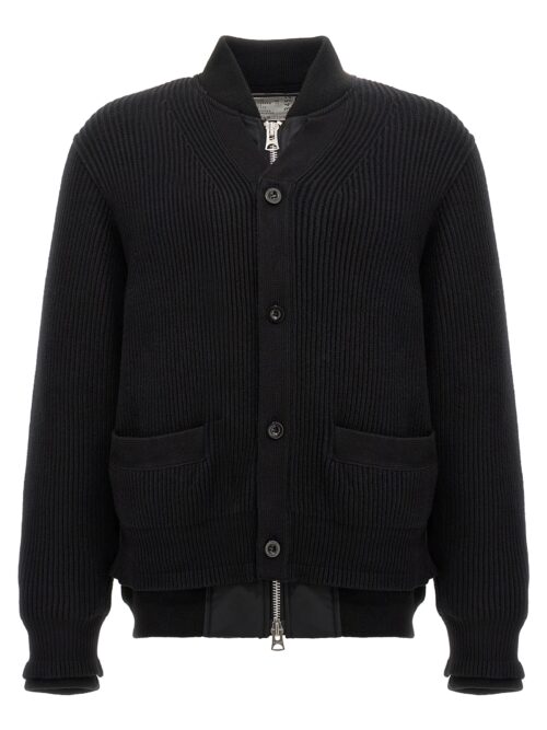 Nylon insert cardigan SACAI Black