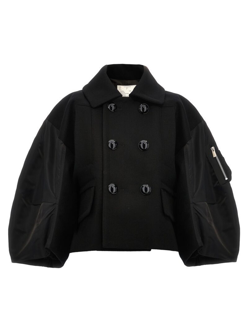 'Melton' cropped jacket SACAI Black