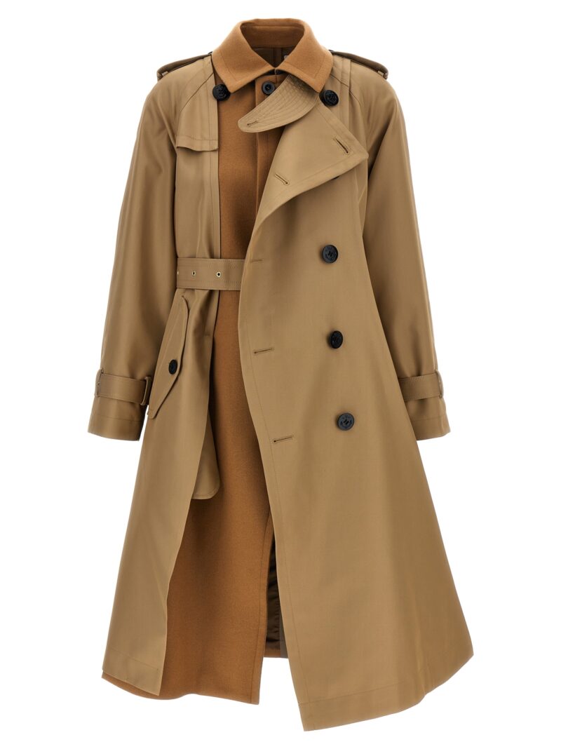 'Melton' trench coat SACAI Brown