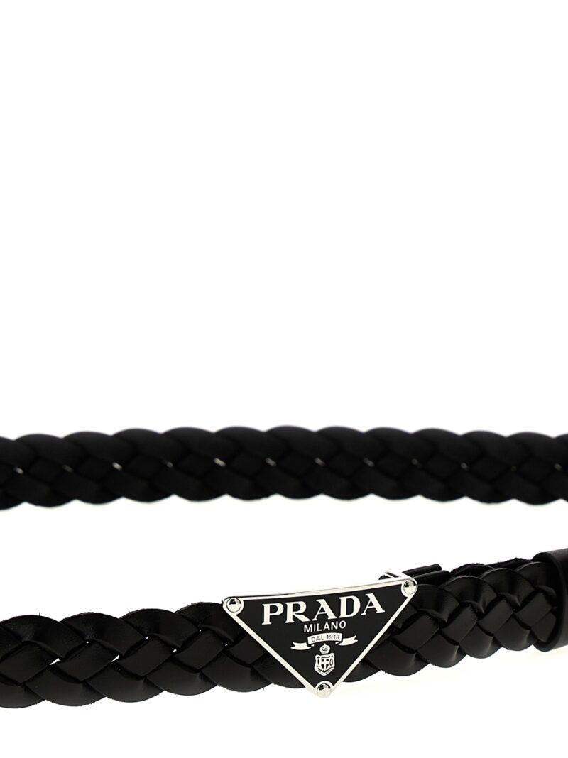 Logo plaited belt Man PRADA Black