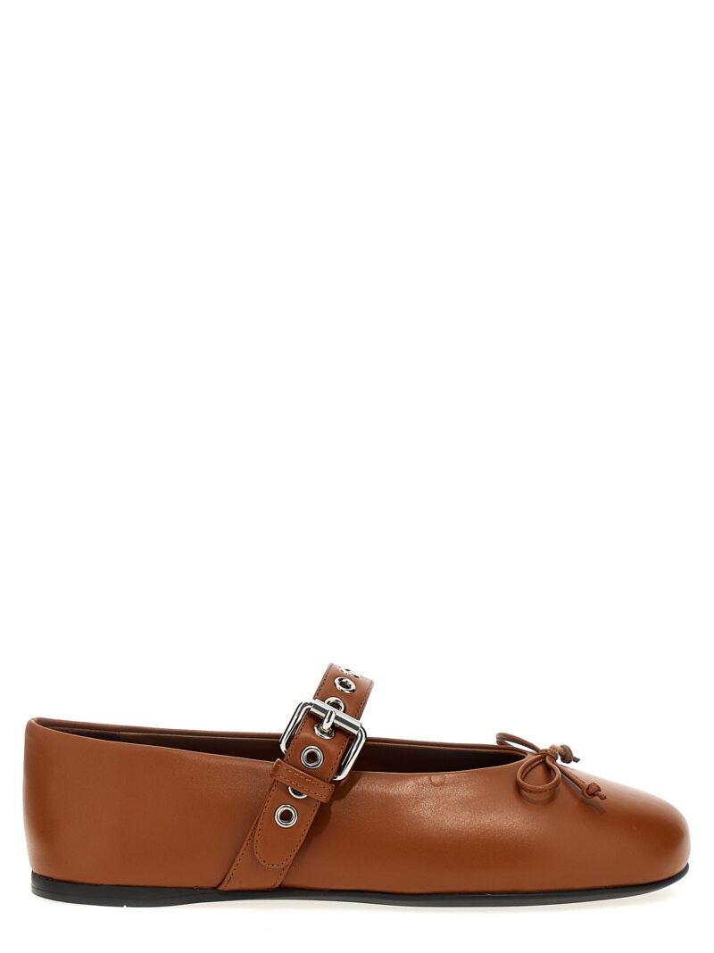 Buckle and bow ballet flats MIU MIU Brown