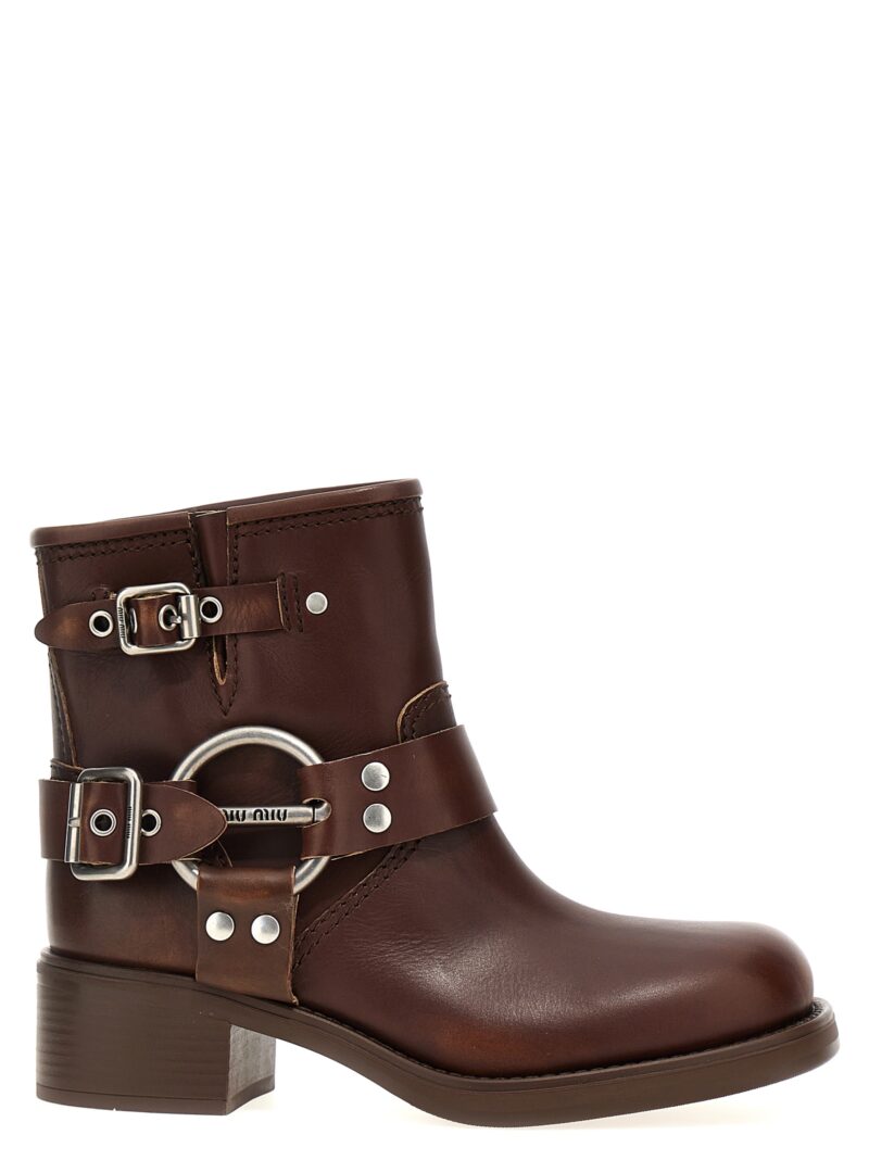 Vintage leather ankle boots MIU MIU Brown