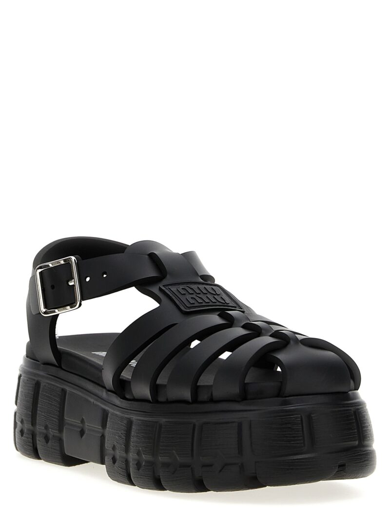 'Oversize Soft Cage' sandals 5X140EF0503LKKF0002 MIU MIU Black