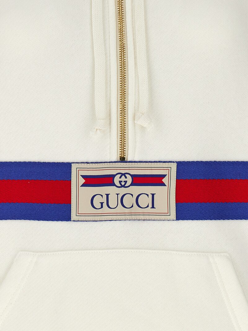 Web tape hoodie 100% cotton GUCCI White