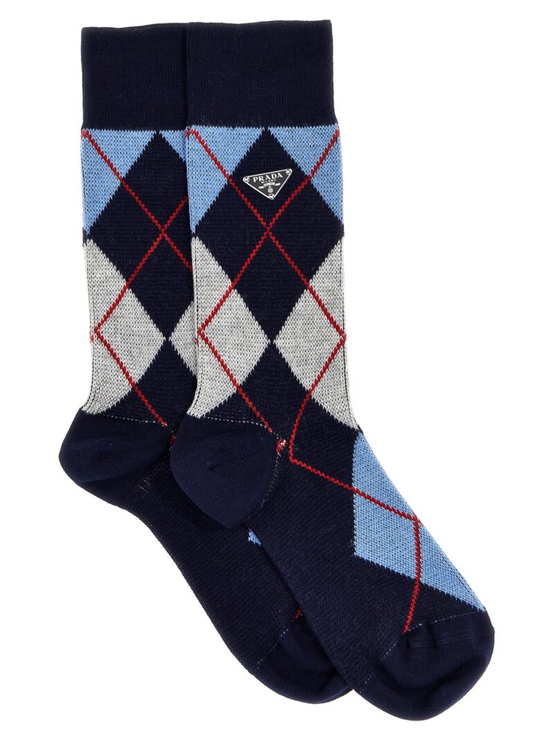 Argyle logo socks PRADA Blue