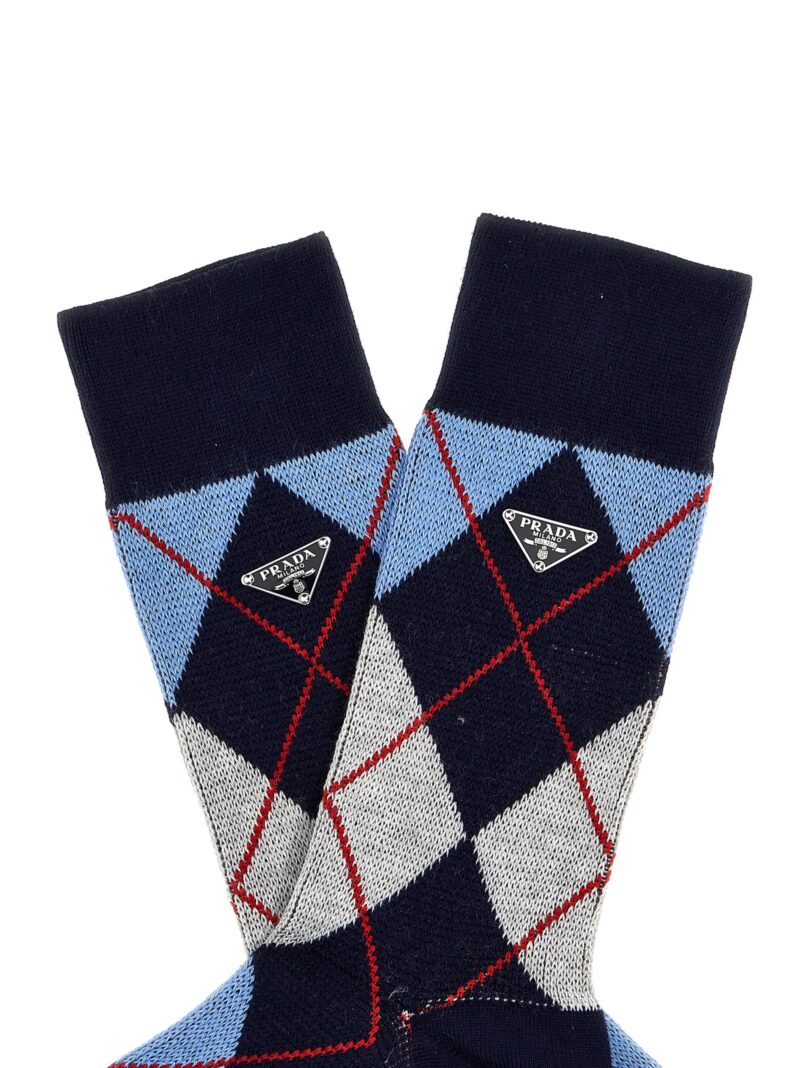 Argyle logo socks Woman PRADA Blue