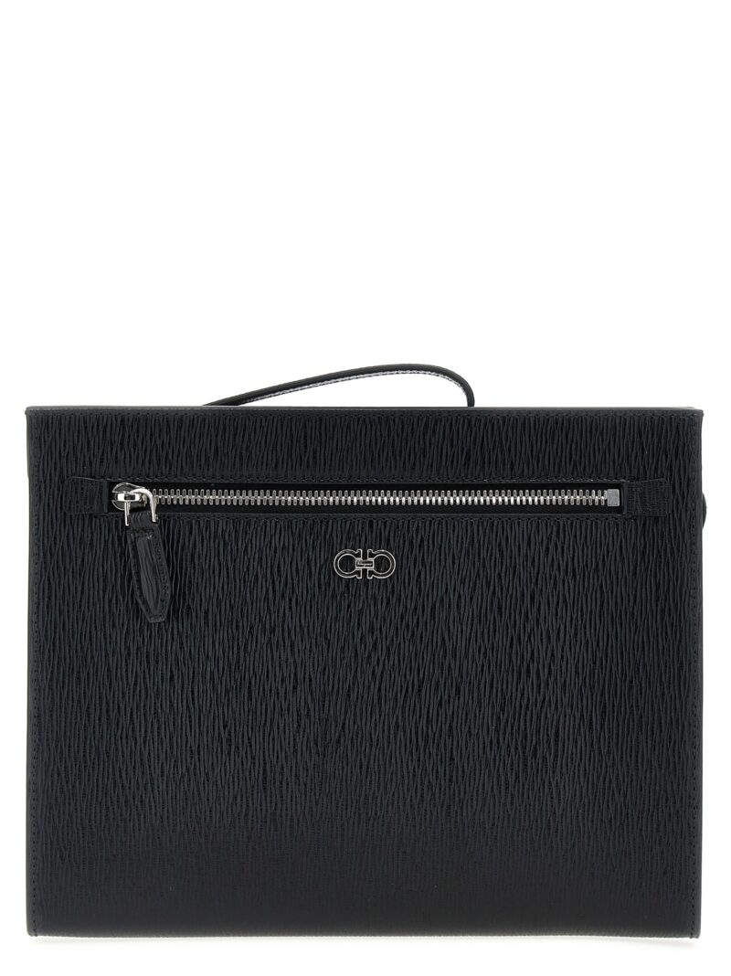 'Gancini' clutch FERRAGAMO Black