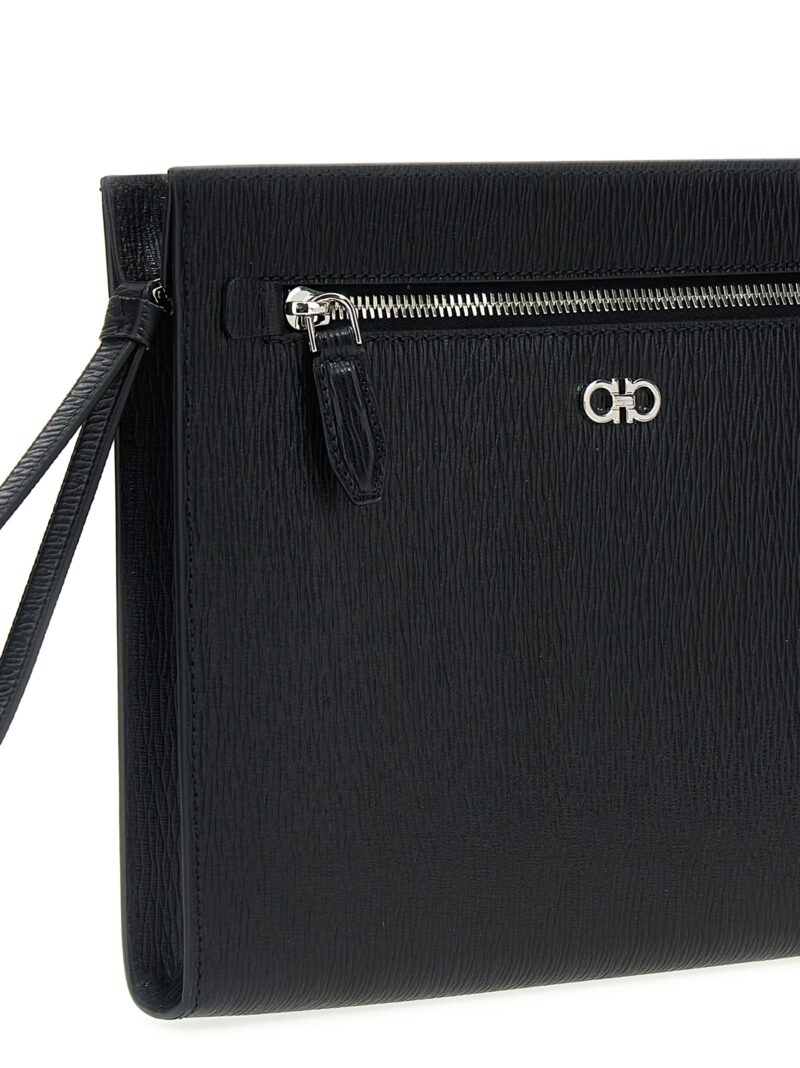 'Gancini' clutch Man FERRAGAMO Black