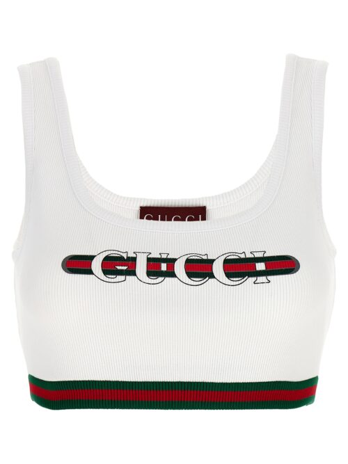 Web tape cropped top GUCCI White