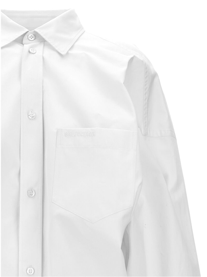 Asymmetric shirt with logo embroidery Woman BALENCIAGA White