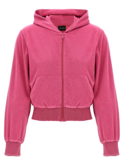 Rhinestone logo hoodie BALENCIAGA Fuchsia