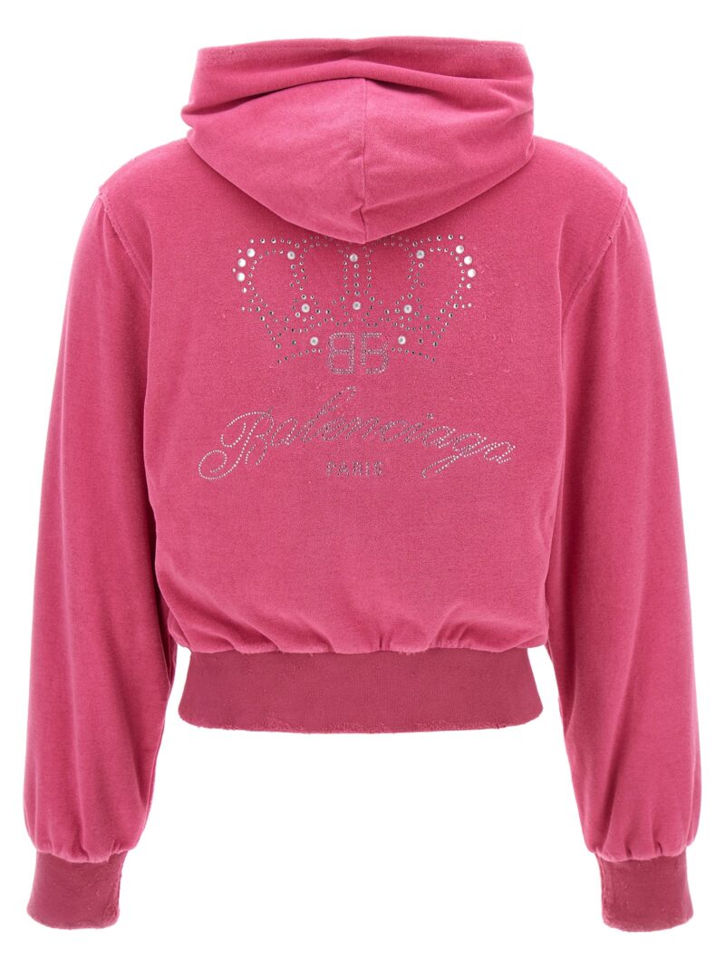 Rhinestone logo hoodie 791755TQVU85803 BALENCIAGA Fuchsia