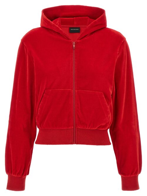 Rhinestone logo hoodie BALENCIAGA Red